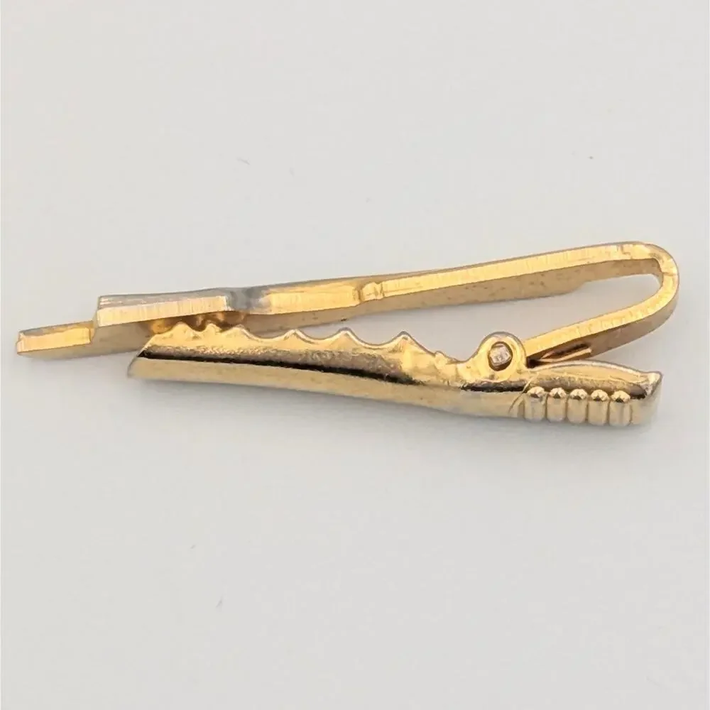 Vintage Fork & Knife Tie Clip | Mid Century Gold Tone Novelty Tie Bar Chef Gift